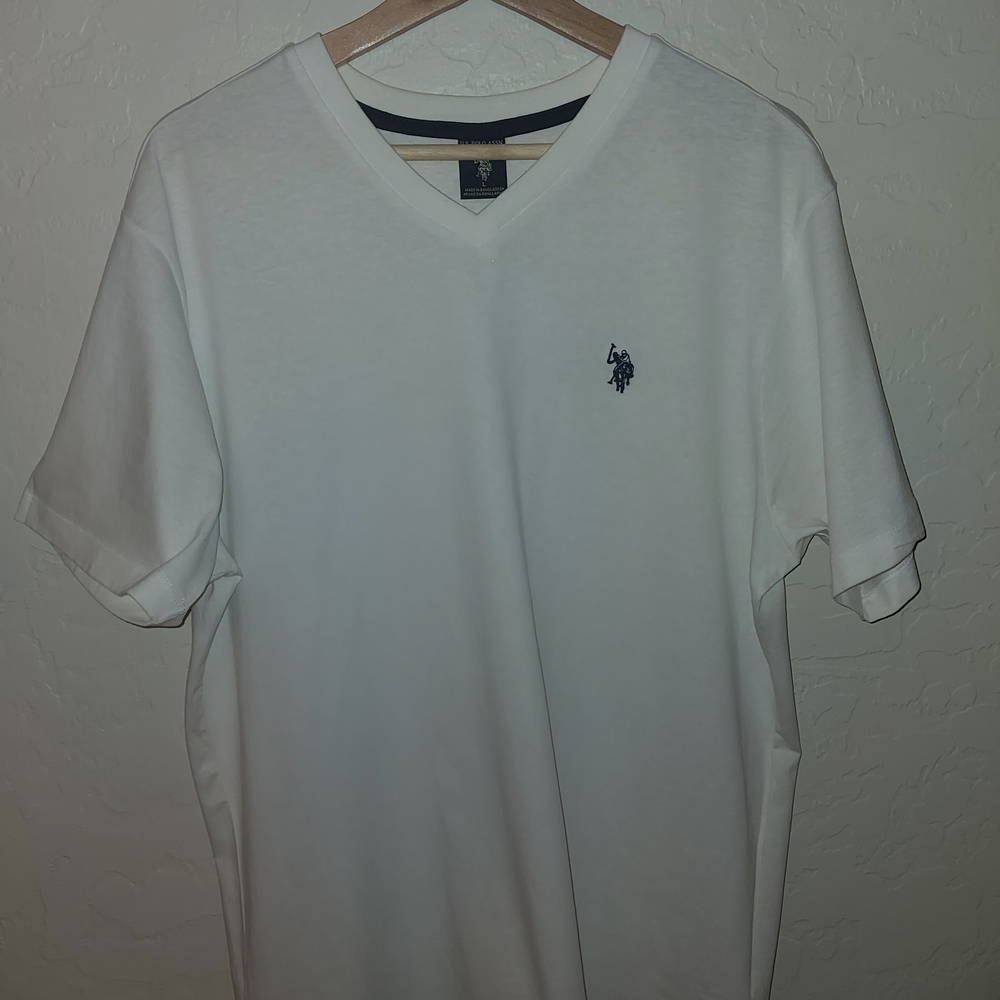 U.S. Polo Assn. White V-Neck Tee